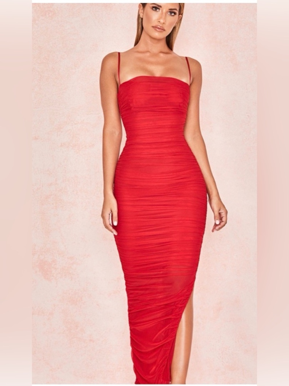 House Of CB Product FORNARINA Red Organza Mesh Maxi Dress. Size XS